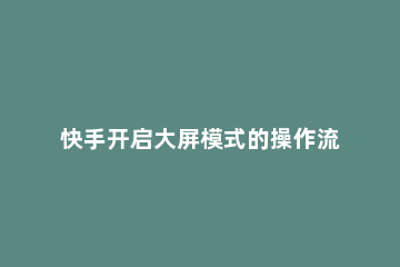 快手开启大屏模式的操作流程 快手怎样开通大屏模式