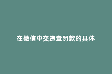 在微信中交违章罚款的具体步骤 在微信交违章罚款怎么交