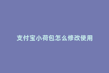 支付宝小荷包怎么修改使用金额 支付宝小钱袋怎么修改金额