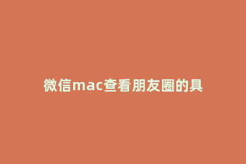 微信mac查看朋友圈的具体步骤 mac微信可以看朋友圈