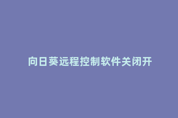 向日葵远程控制软件关闭开机自启的操作步骤 向日葵远程控制自动开机