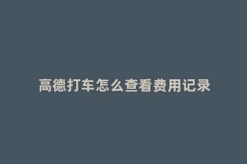 高德打车怎么查看费用记录 高德打车怎么看实时费用