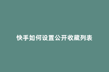 快手如何设置公开收藏列表 快手如何展示收藏