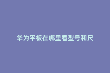 华为平板在哪里看型号和尺寸 华为平板从哪里查到型号尺寸