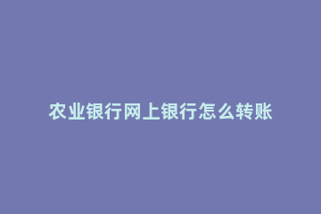 农业银行网上银行怎么转账 农业银行网上银行怎么转账不了