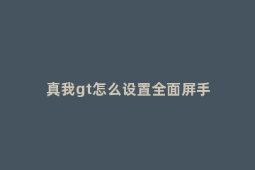 真我gt怎么设置全面屏手势 真我gtneo怎么设置全面屏