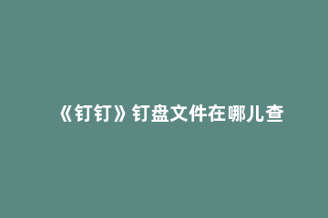 《钉钉》钉盘文件在哪儿查看 钉钉下载的文件在哪里