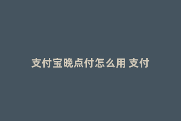 支付宝晚点付怎么用 支付宝晚点付怎么用不了