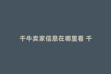 千牛卖家信息在哪里看 千牛卖家地址在哪里看