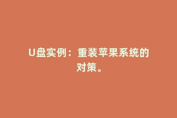 U盘实例：重装苹果系统的对策。