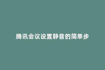 腾讯会议设置静音的简单步骤 腾讯会议怎么设置默认静音