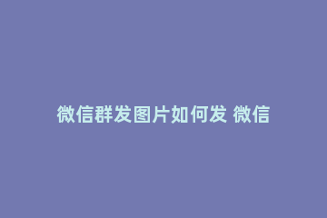 微信群发图片如何发 微信群发图片发送成功对方收不到