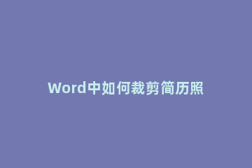 Word中如何裁剪简历照片Word中裁剪简历照片方法 word文档中的简历如何更换照片