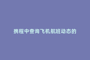 携程中查询飞机航班动态的步骤方法 携程怎样查询航班实时动态