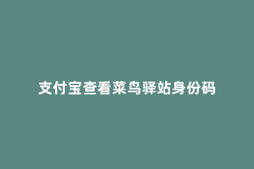 支付宝查看菜鸟驿站身份码的方法教程 支付宝里面的菜鸟驿站身份码在哪里