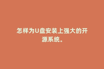 怎样为U盘安装上强大的开源系统。