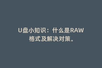 U盘小知识：什么是RAW格式及解决对策。