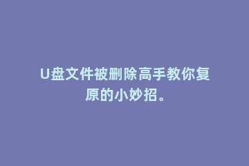 U盘文件被删除高手教你复原的小妙招。