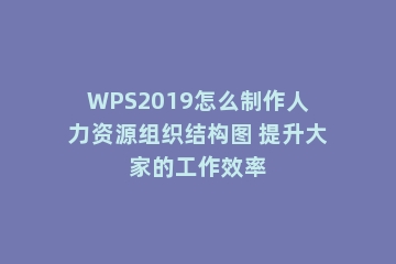 WPS2019怎么制作人力资源组织结构图 提升大家的工作效率