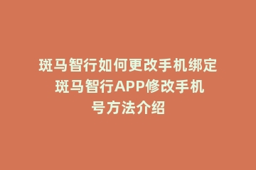 斑马智行如何更改手机绑定 斑马智行APP修改手机号方法介绍