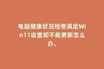 电脑健康状况检查满足Win11设置却不能更新怎么办。