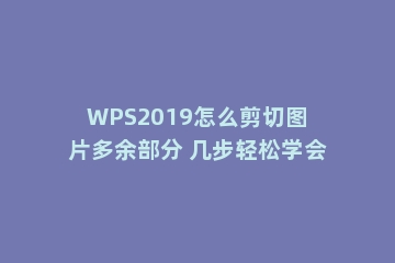 WPS2019怎么剪切图片多余部分 几步轻松学会