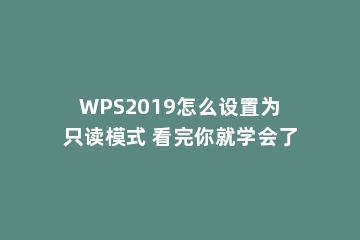 WPS2019怎么设置为只读模式 看完你就学会了