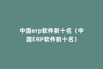 中国erp软件前十名（中国ERP软件前十名）