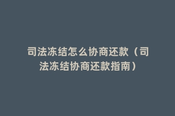 司法冻结怎么协商还款（司法冻结协商还款指南）