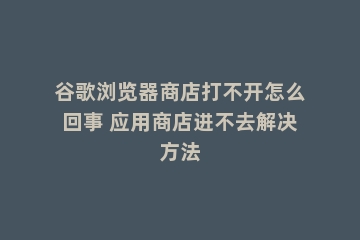 谷歌浏览器商店打不开怎么回事 应用商店进不去解决方法